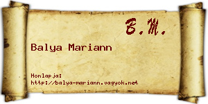 Balya Mariann névjegykártya